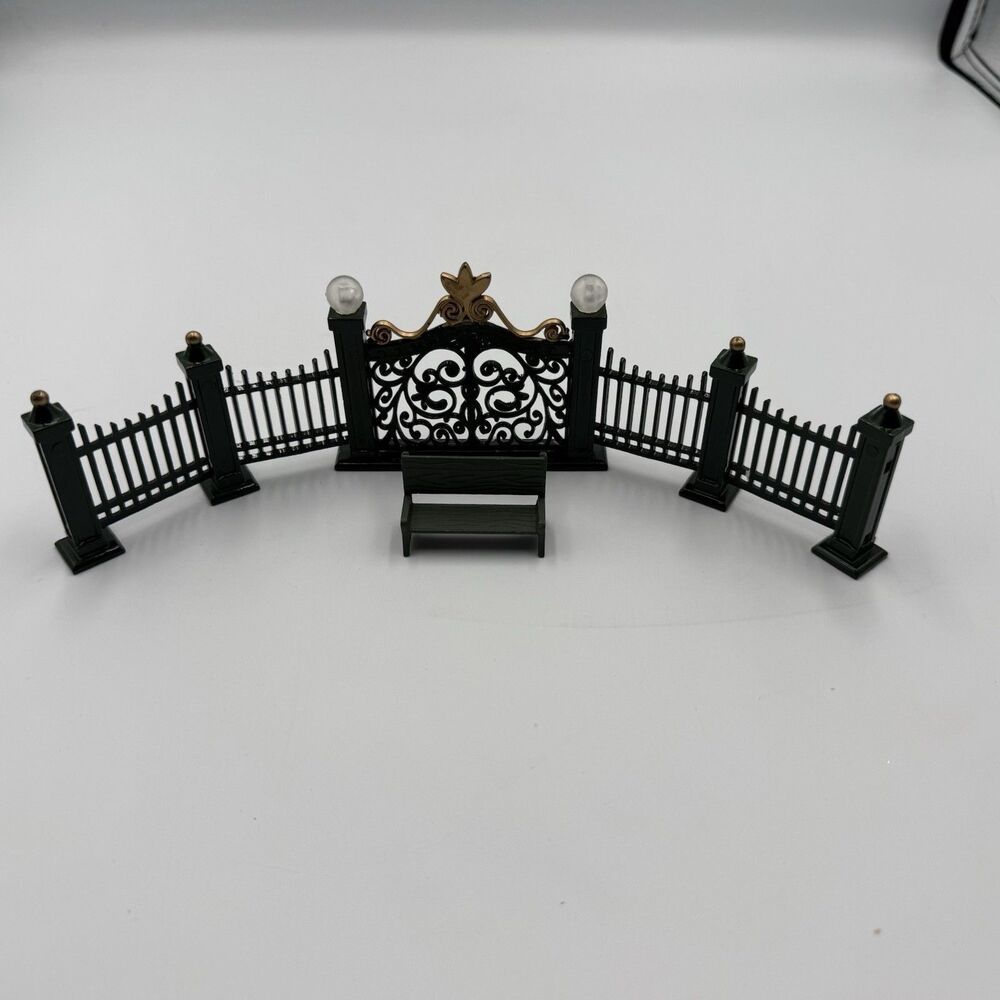 Department 56 Village Wrought Iron Gates Fence Display Accessory Bench Vintage.